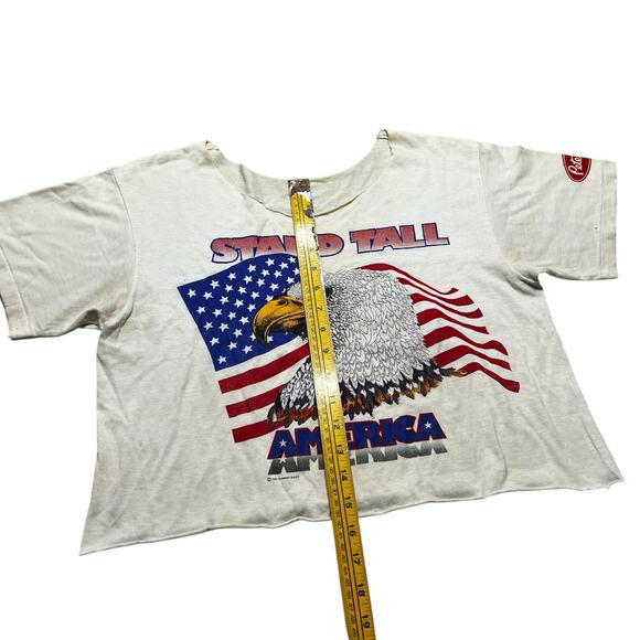 Vintage 90s USA T Shirt Single Stitch “stand Tall American “ Sz M /L Patriotic - Picture 4 of 11